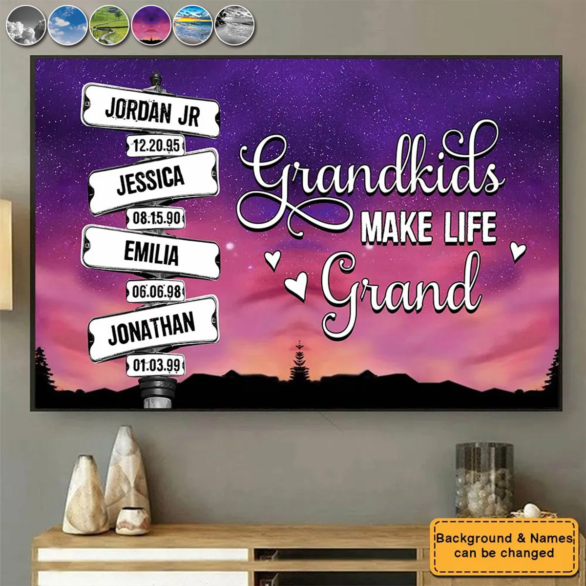 Personalized Street Signs With Grandkids Names Poster / Canvas - Custom Gift For Grandma