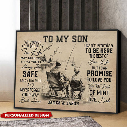 Personalized To My Son Fishing Poster / Canvas - Custom Gift for Fishing Fans