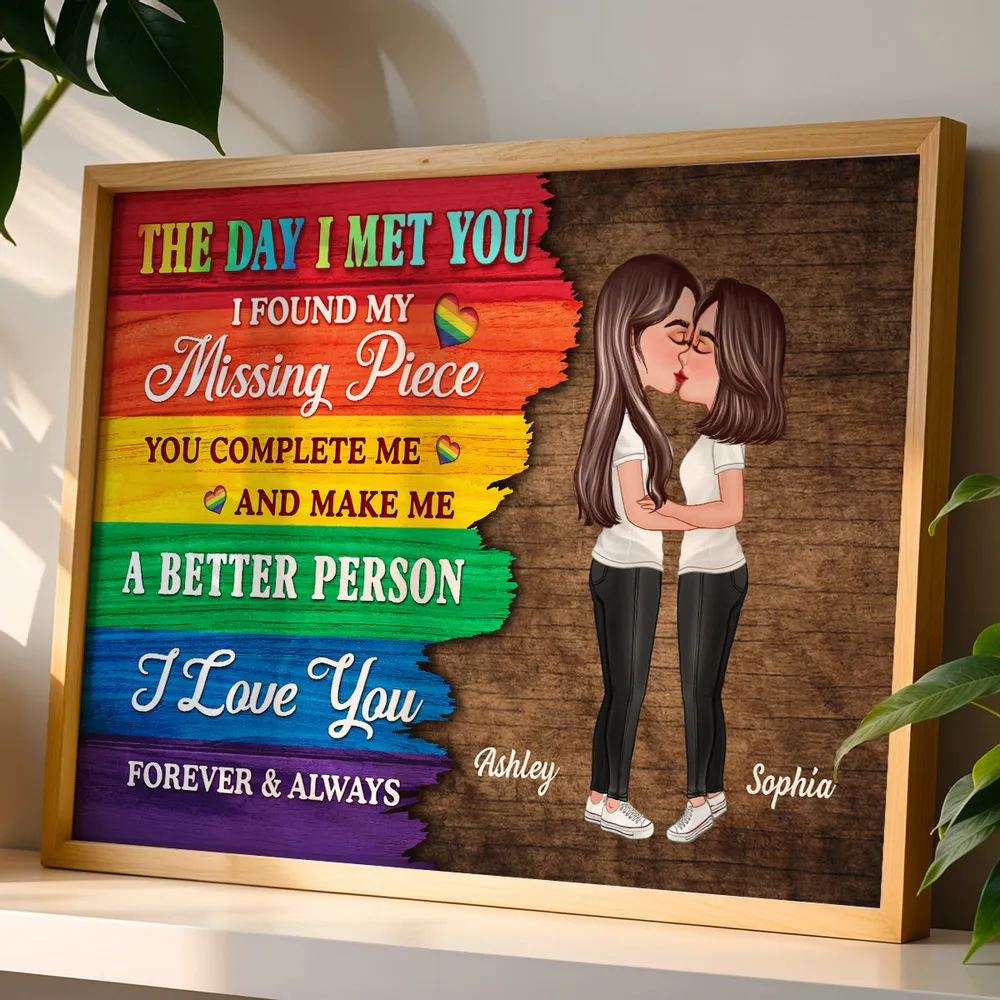 The Day I Met You - Personalized Half LGBT Flag Couple Poster / Canvas