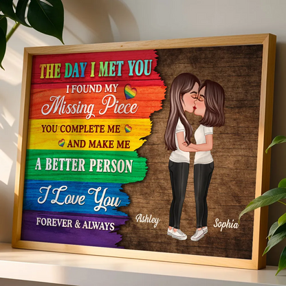 The Day I Met You - Personalized Half LGBT Flag Couple Poster / Canvas