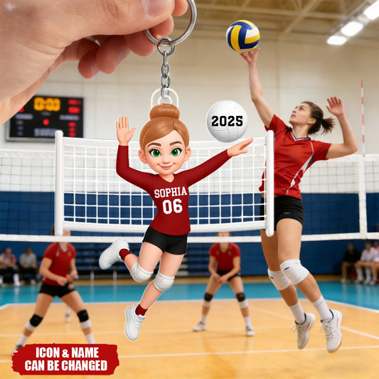 Personalized Volleyball Girl Keychain for Daughter/Granddaughter