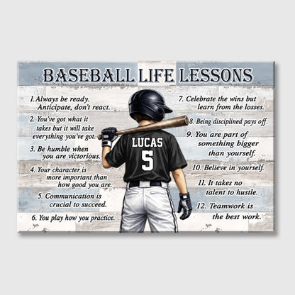 Personalized Baseball Life Lessons Poster / Canvas - Gift for Sports Families