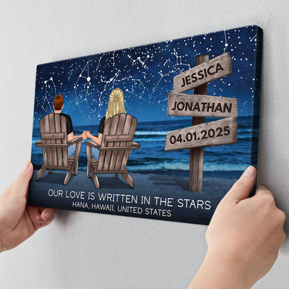 Personalized Customized Our Love Is Written In The Stars Canvas / Poster - Custom Gifts For Couple Anniversary