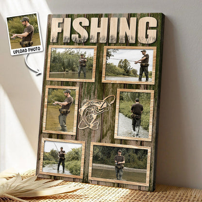 Personalized Custom Fishing Photo Canvas / Poster - Gift For Fishing Lovers