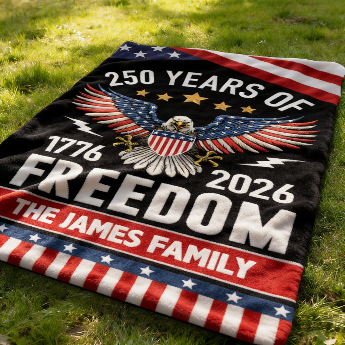 Personalized America 250th Anniversary Blanket - “250 Years of Freedom” Gift for Family