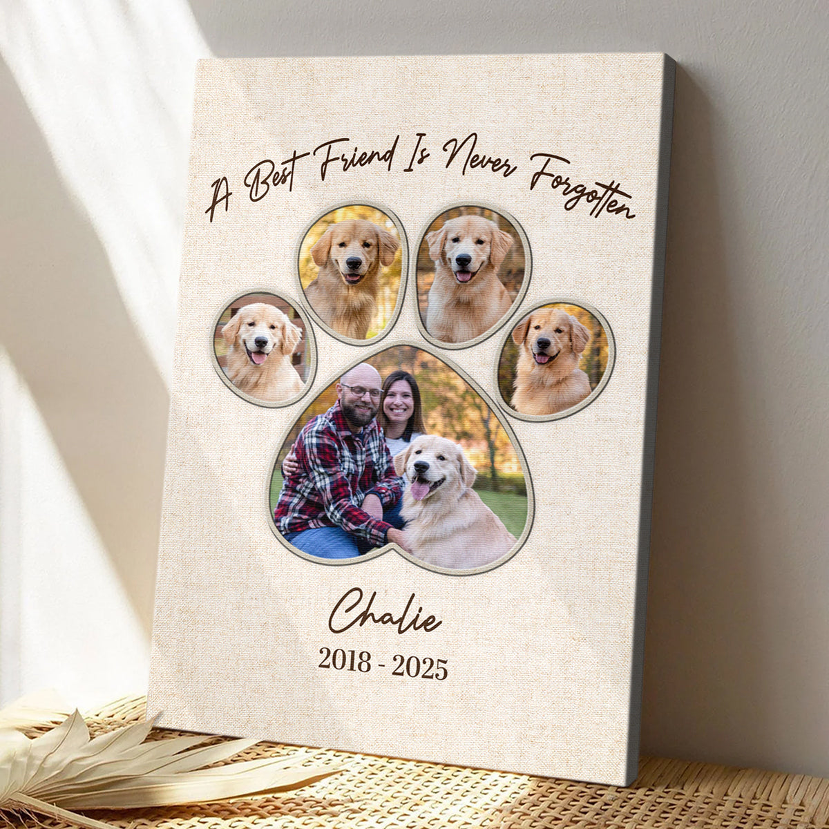 Personalized Custom Pet Photo “A Best Friend Is Never Forgetten” Canvas / Poster - Custom Gift For Pet Dog Memorial Loss