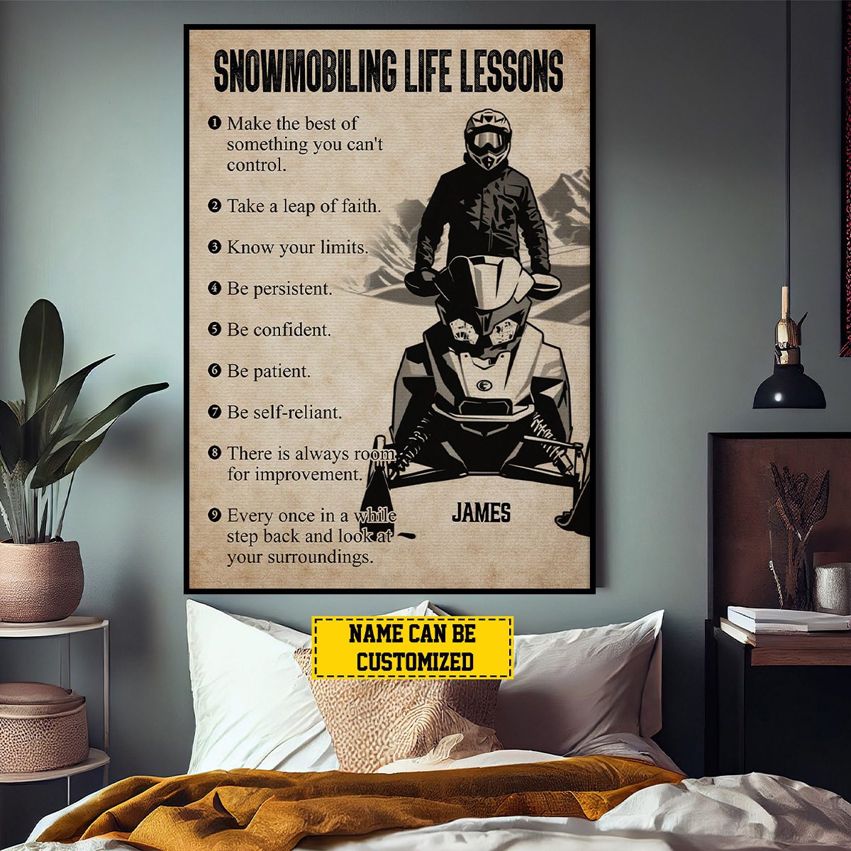 Personalized Snowmobiling Life Lessons Poster / Canvas - Gift for Boys & Men