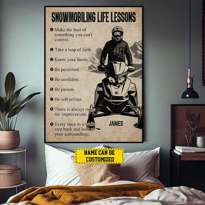 Personalized Snowmobiling Life Lessons Poster / Canvas - Gift for Boys & Men