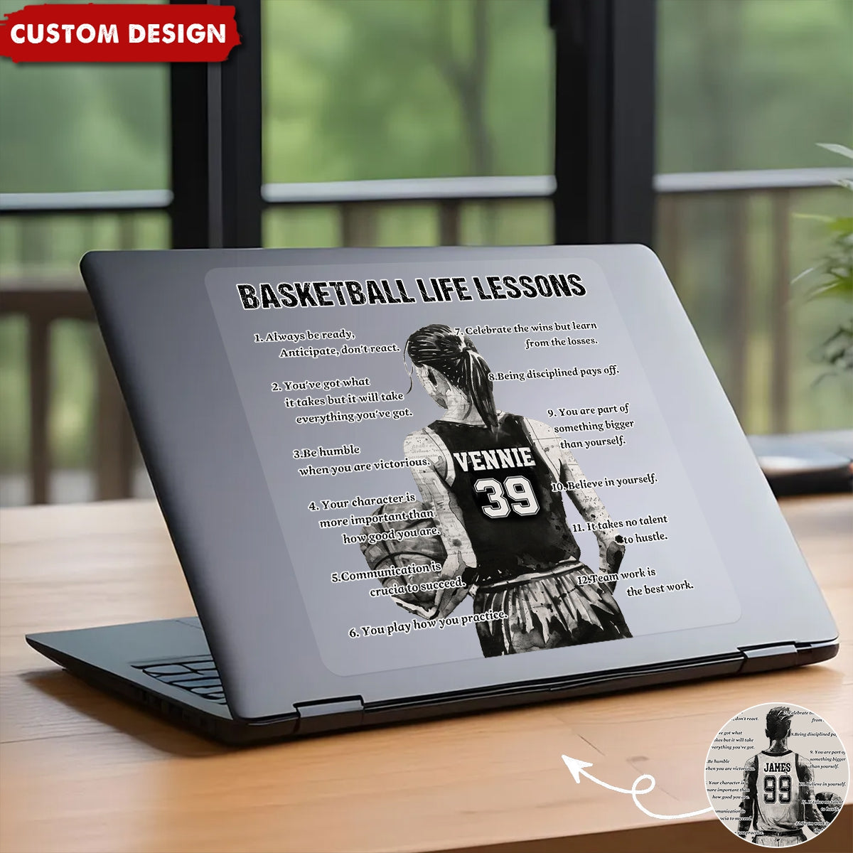 Personalized Basketball Life Lessons Decal - Custom Gift for Players & Fans