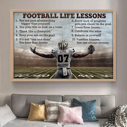 “Football Life Lessons” Personalized Canvas / Poster - Custom Name & Number Gift