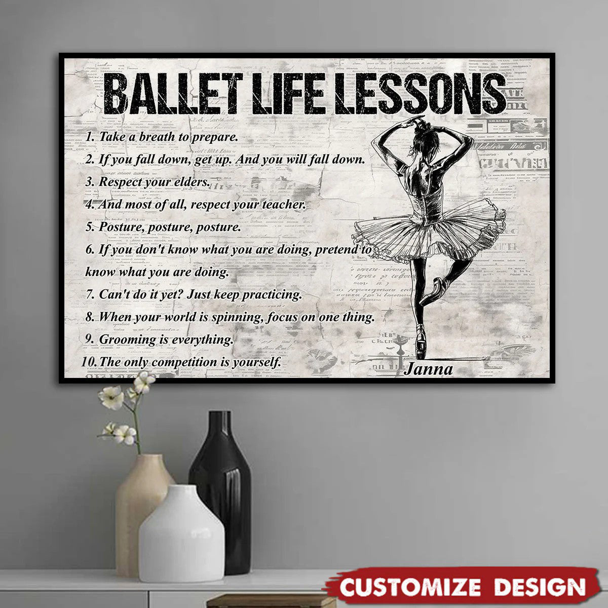 Personalized Ballet Life Lessons Poster / Canvas - Custom Gift For Ballet Lovers