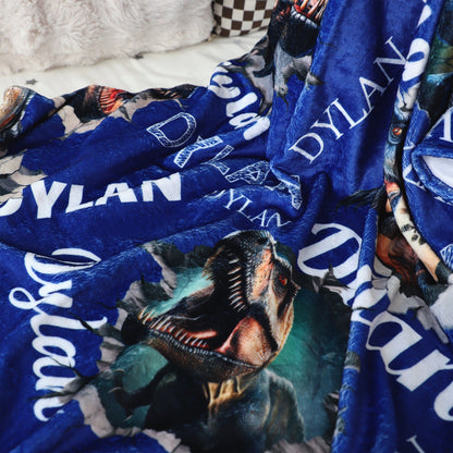Custom Jurassic Dinosaur Name Blanket for Kids - Perfect Personalized Gift