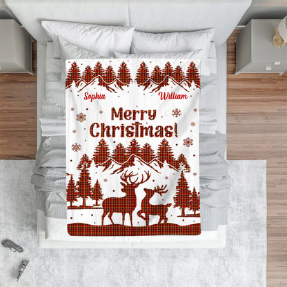 "Merry Christmas" - Personalized Gifts For Couple Blanket