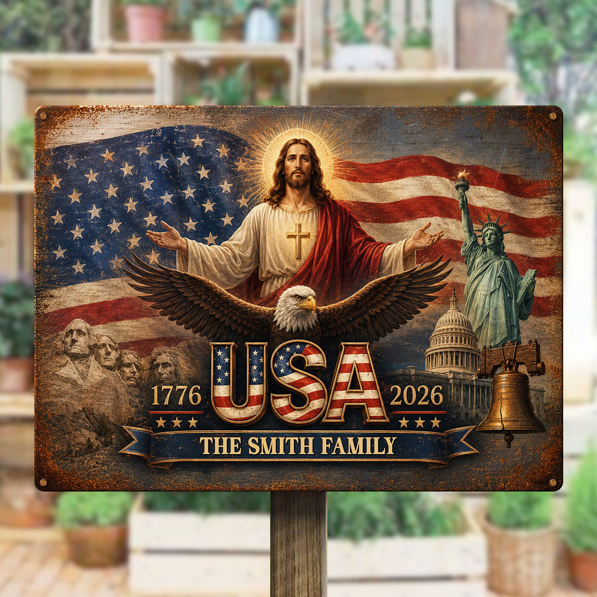 Metal Sign material and size view - Custom America 250Th Anniversary Metal Sign