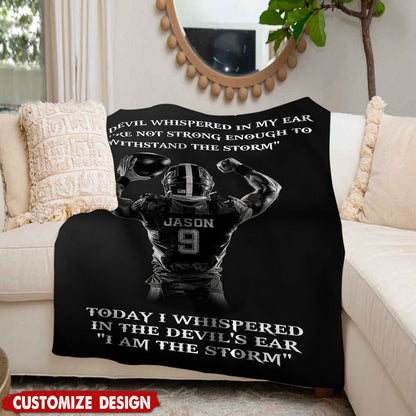 Personalized I Am The Storm Football Boys Blanket - Gift For Football Lovers