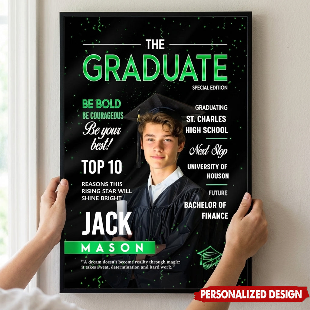 Personalized Graduation Photo Magazine Cover Poster / Canvas - Graduate Season Gift For Class of 2026