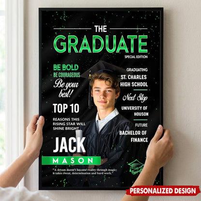 Personalized Graduation Photo Magazine Cover Poster / Canvas - Graduate Season Gift For Class of 2026