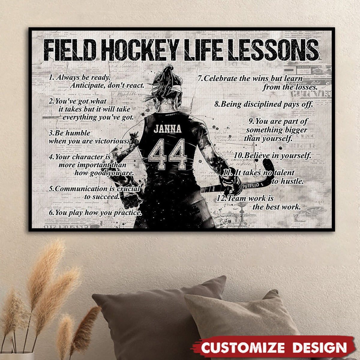 Personalized Field Hockey Life Lessons Poster / Canvas - Gift For Field Hockey Lovers