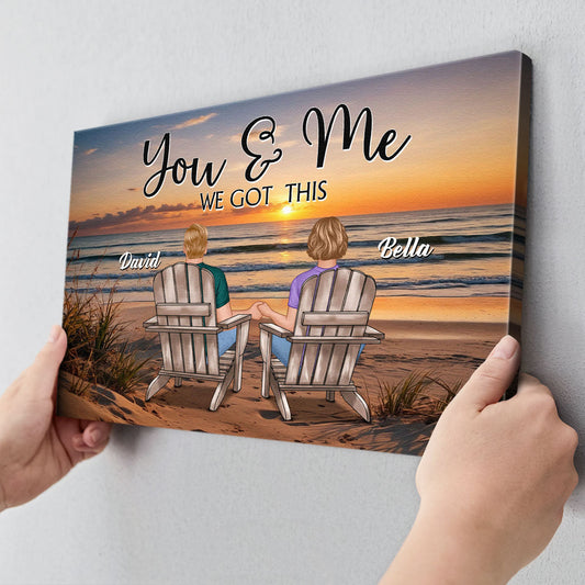 Custom "You & Me We Got This" Personalized Beach Sunset Canvas for Couples