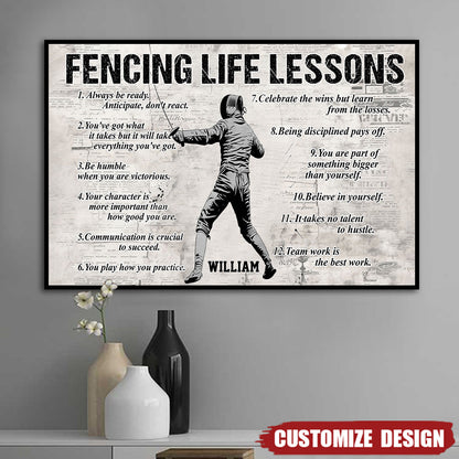 Personalized Fencing Life Lessons Poster / Canvas - Gift For Fencing Lovers