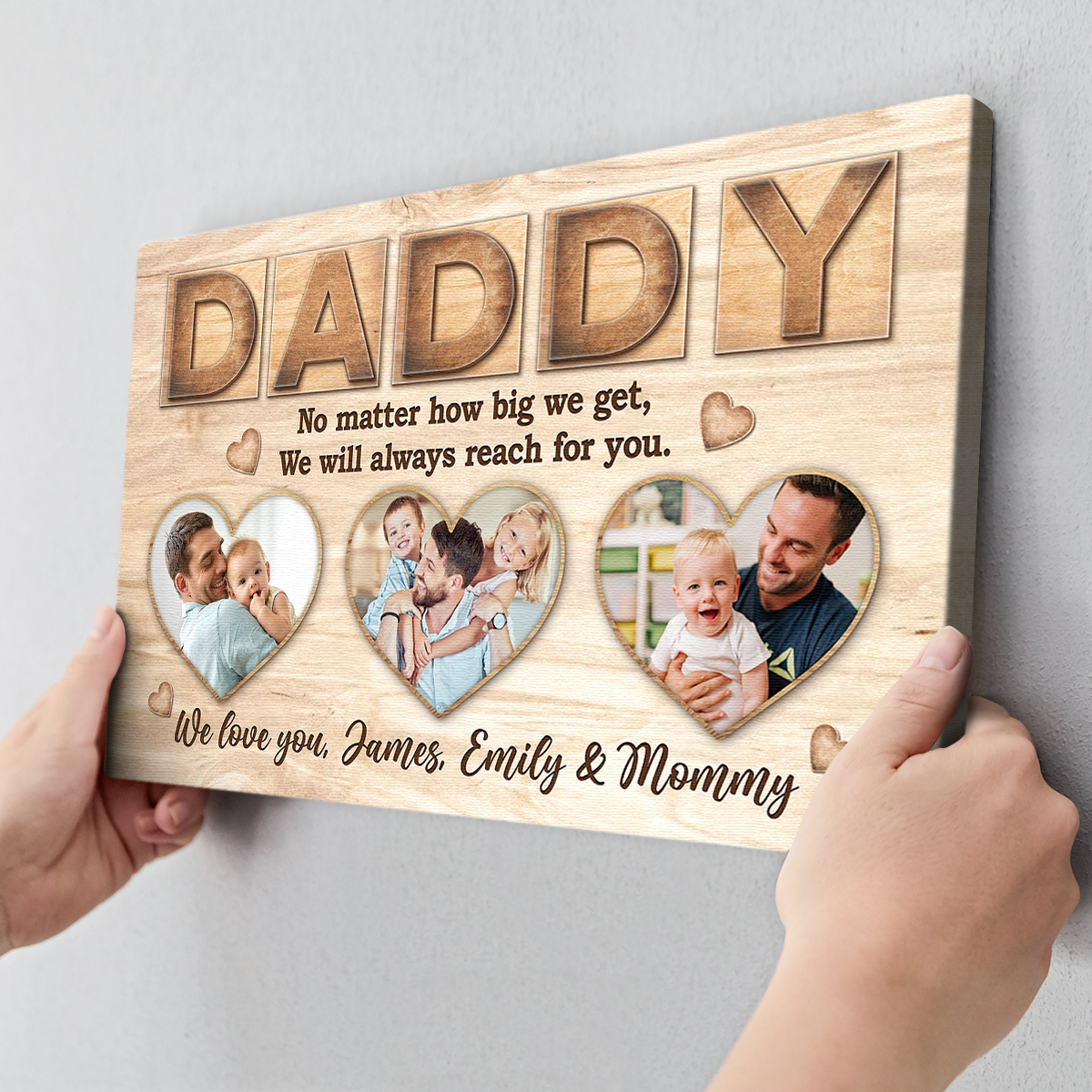 Canvas / Poster material and size view - Personalized Dad Photo Canvas