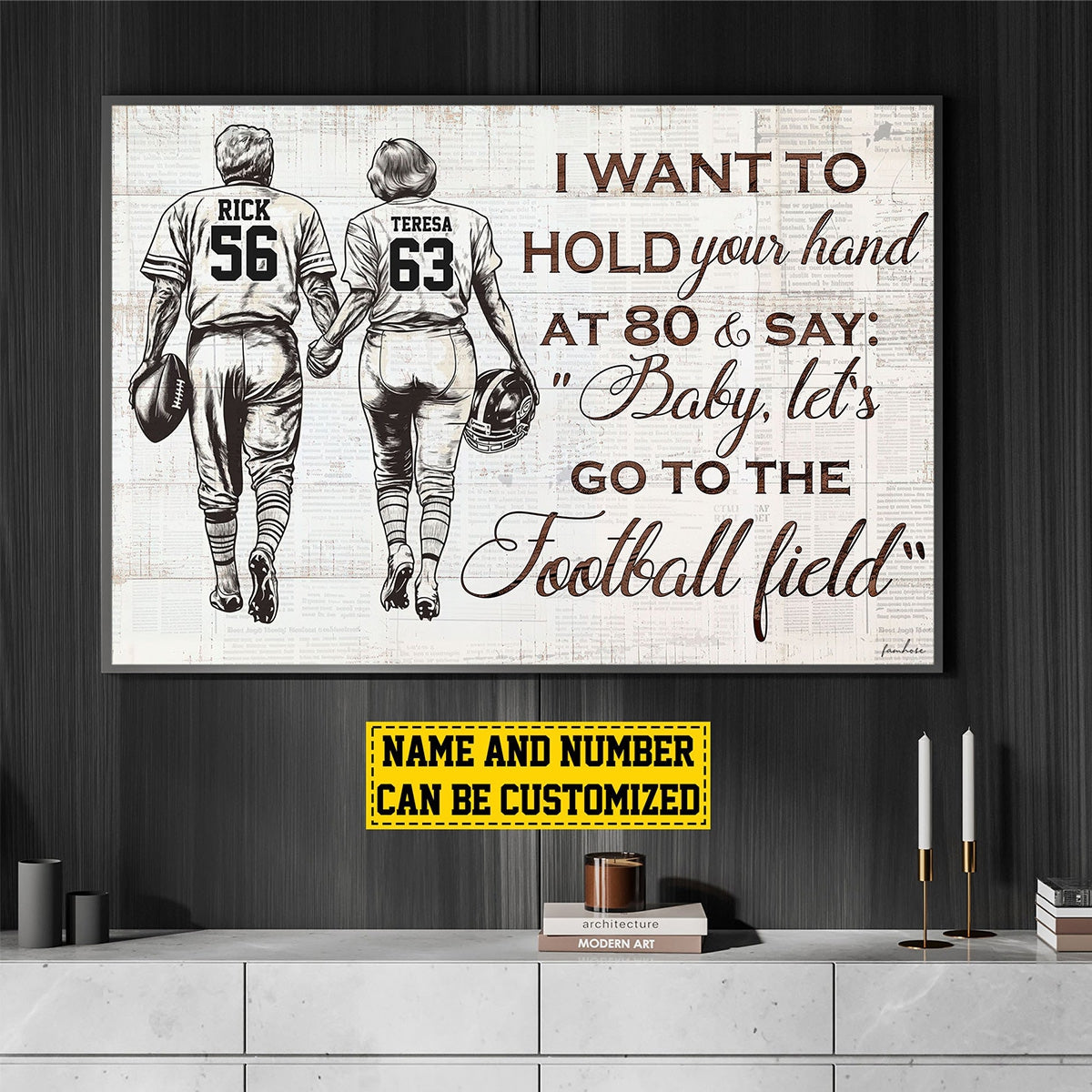 Personalized I Want To Hold Your Hand Football Poster / Canvas - Gift For Football Lovers
