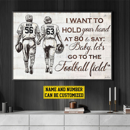 Personalized I Want To Hold Your Hand Football Poster / Canvas - Gift For Football Lovers