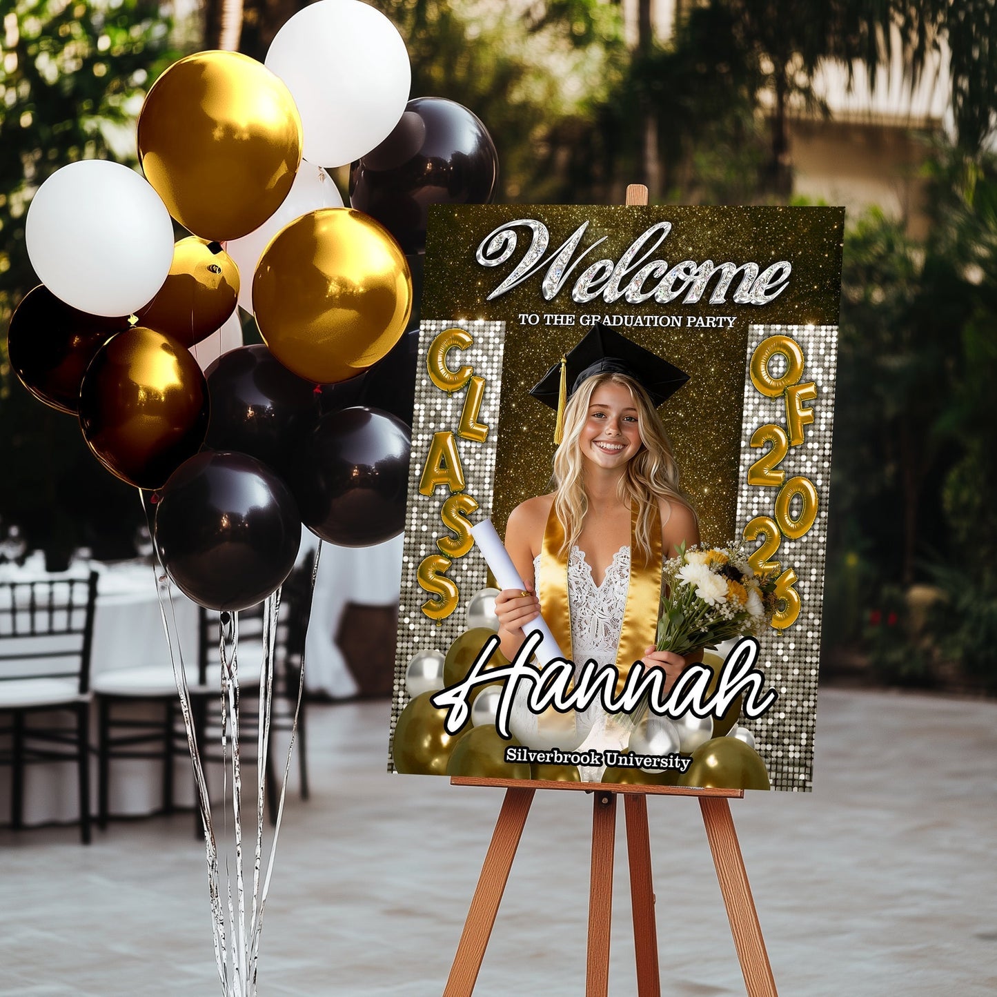 Custom Class of 2026 Graduation Welcome Sign - Personalized Photo Canvas / Poster Party Decor