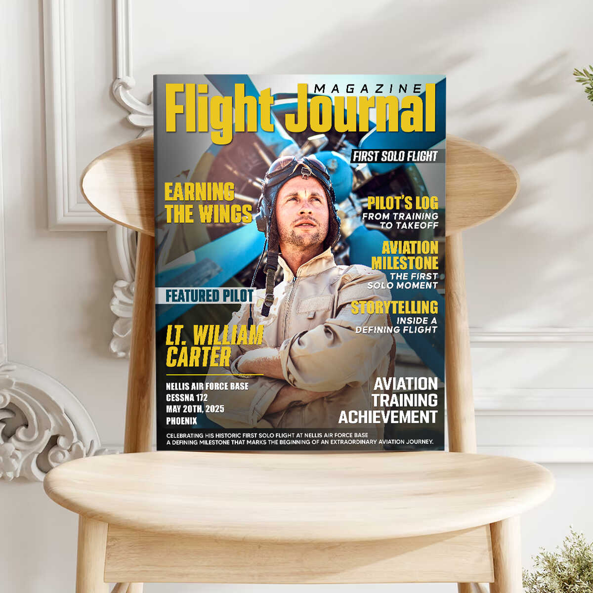 Personalized Pilot “Magazine Cover” Canvas / Poster - Custom Aviation Flight Journal Gift
