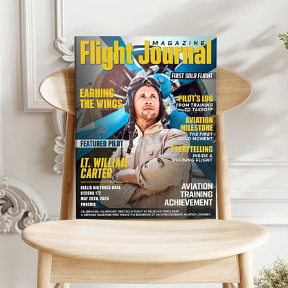 Personalized Pilot “Magazine Cover” Canvas / Poster - Custom Aviation Flight Journal Gift