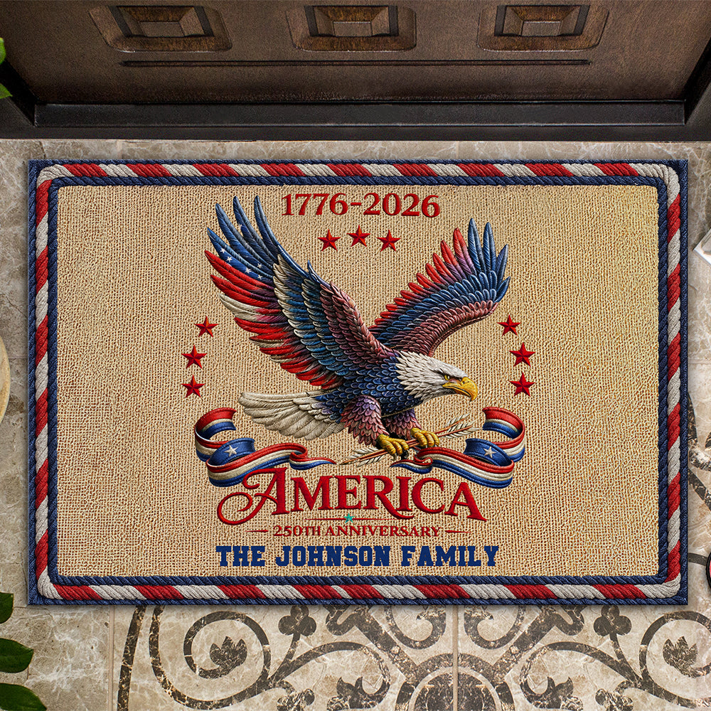 American Eagle 250th Anniversary 1776–2026 - Personalized Custom Family Name Doormat