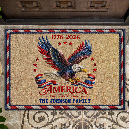 American Eagle 250th Anniversary 1776–2026 - Personalized Custom Family Name Doormat
