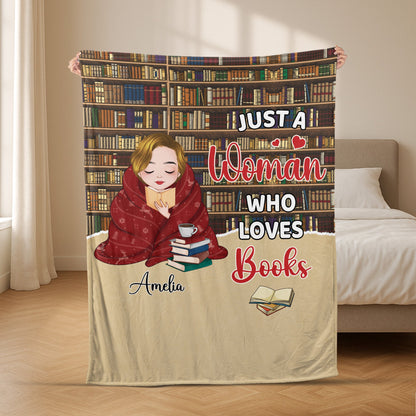 Just A Girl Who Loves Books - Personalized  Blanket