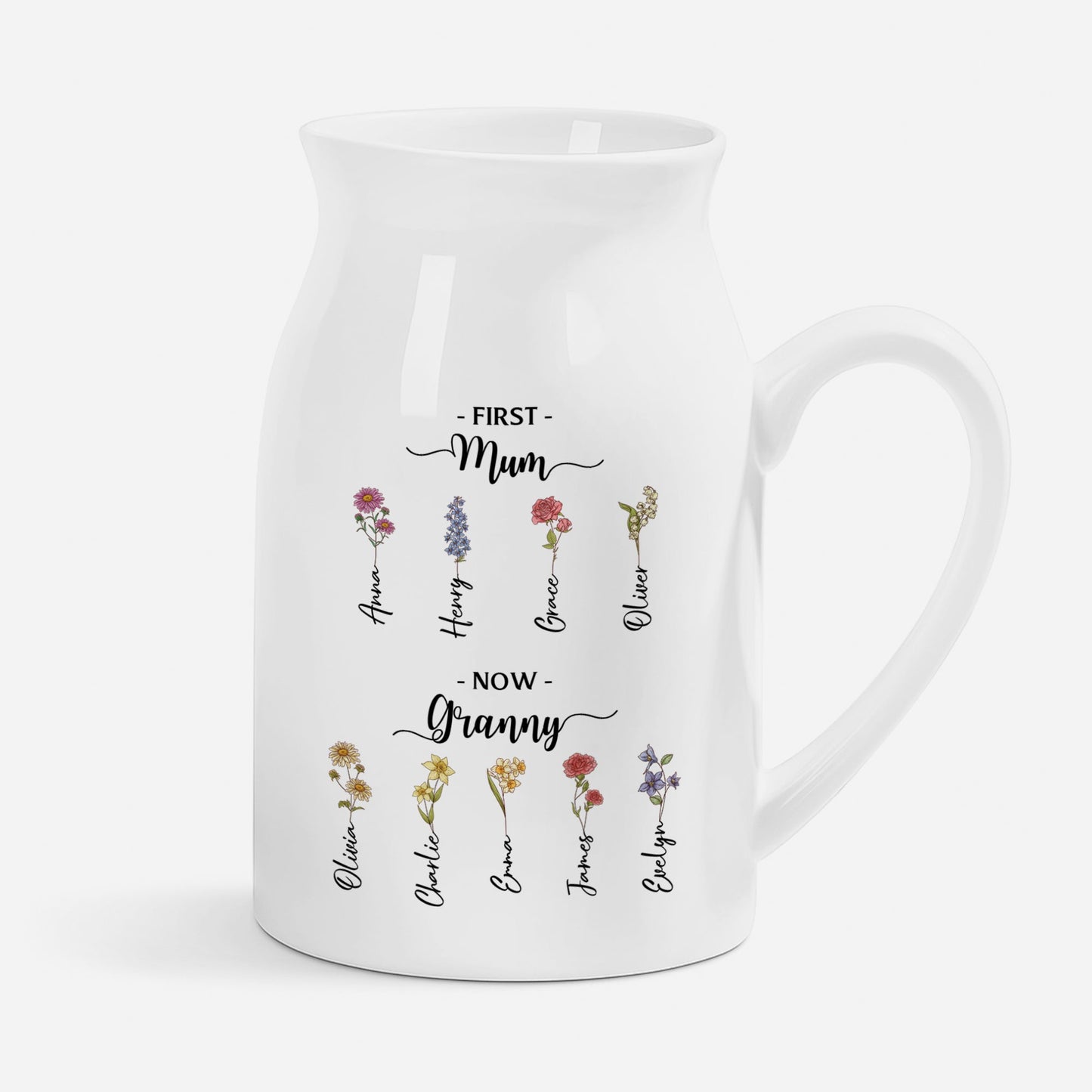 “First Mum Now Grandma” - Personalised Ceramic Flower Vase