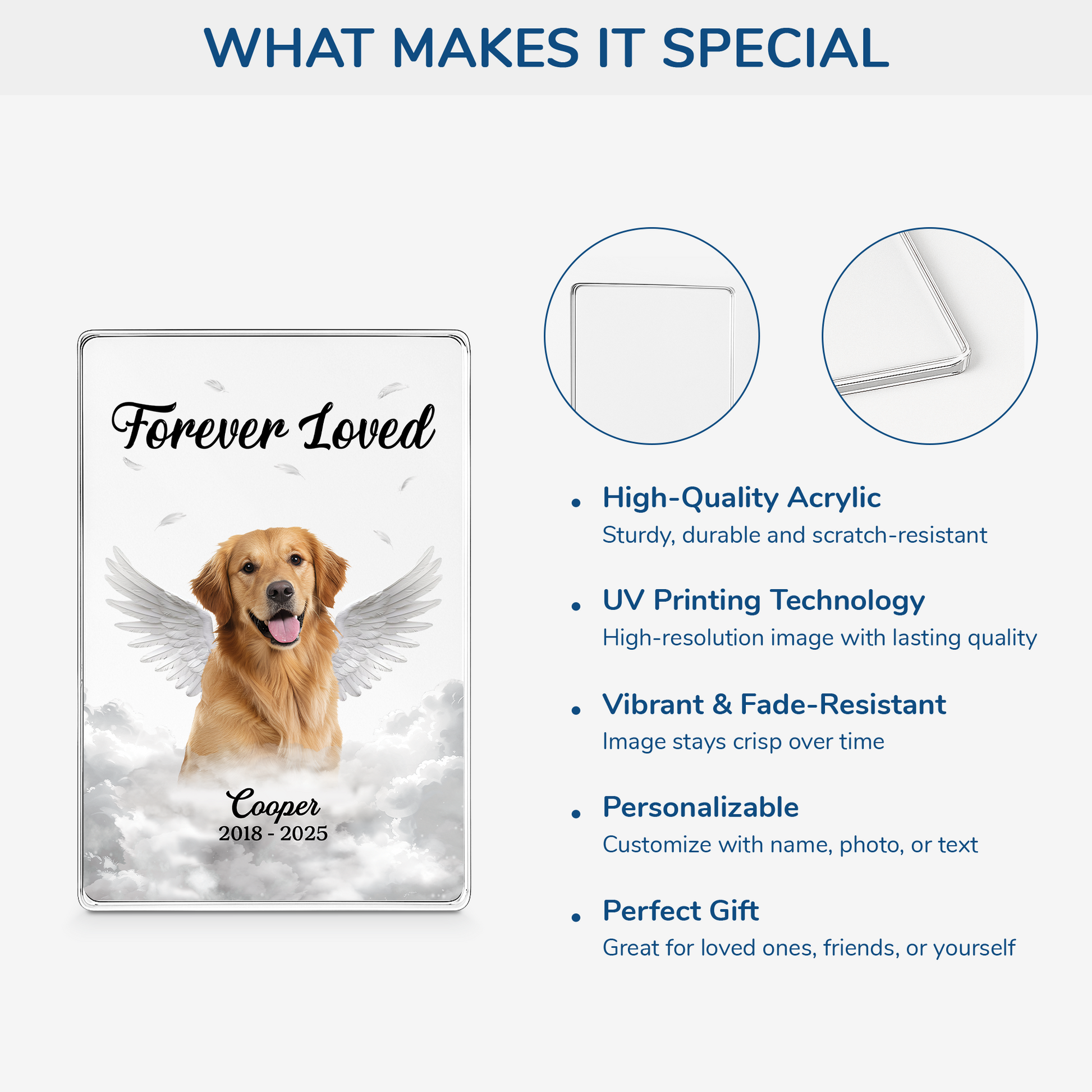 Plaque material and size view - Personalized Dog Memorial Plaque