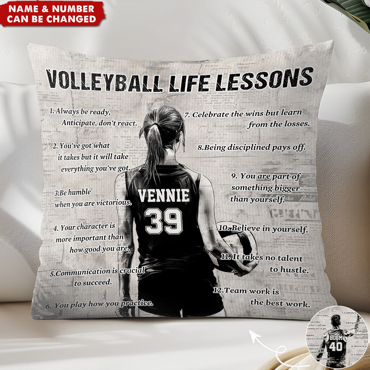 Personalized Volleyball Life Lessons Pillow - Custom Gift For Volleyball Lovers