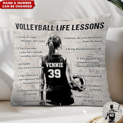 Personalized Volleyball Life Lessons Pillow - Custom Gift For Volleyball Lovers