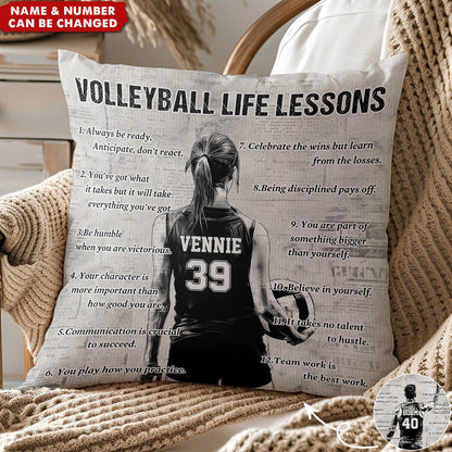 Personalized Volleyball Life Lessons Pillow - Custom Gift For Volleyball Lovers