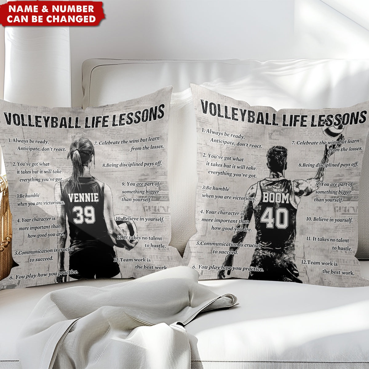 Personalized Volleyball Life Lessons Pillow - Custom Gift For Volleyball Lovers