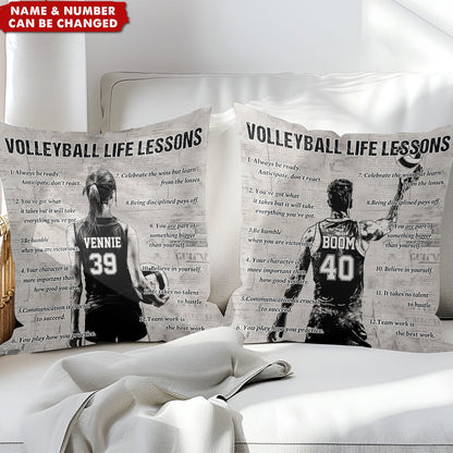 Personalized Volleyball Life Lessons Pillow - Custom Gift For Volleyball Lovers
