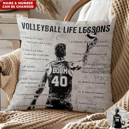 Personalized Volleyball Life Lessons Pillow - Custom Gift For Volleyball Lovers