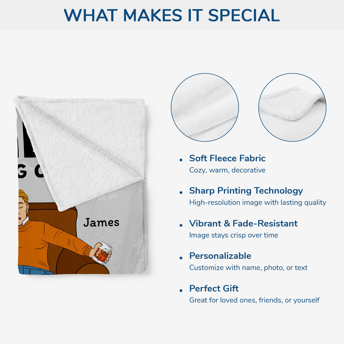 "Dad's Snoring Corner Resting His Eyes" Personalized Blanket - Funny Gift for Dad & Grandpa