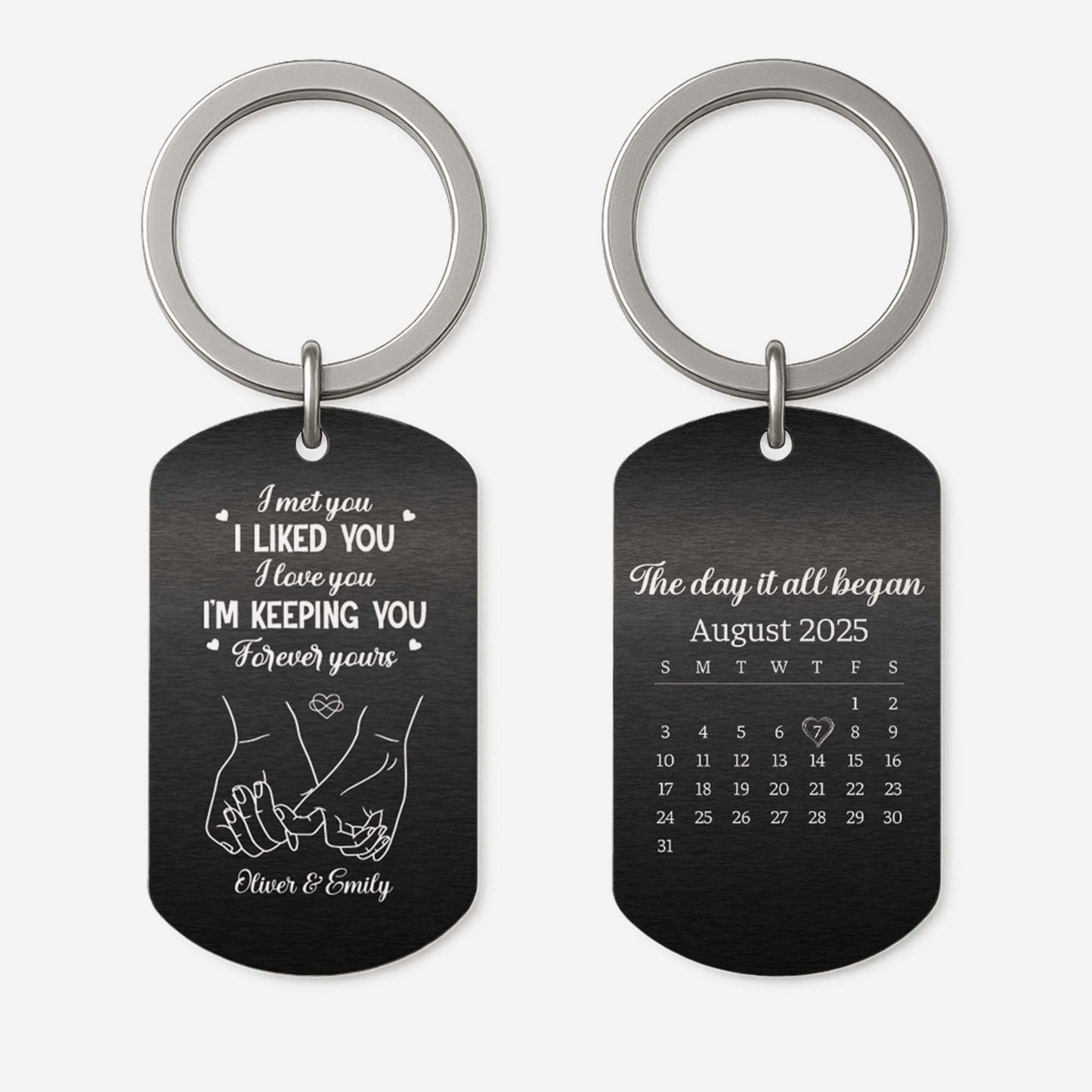 Forever Yours - Personalised Metal Couple Keyring