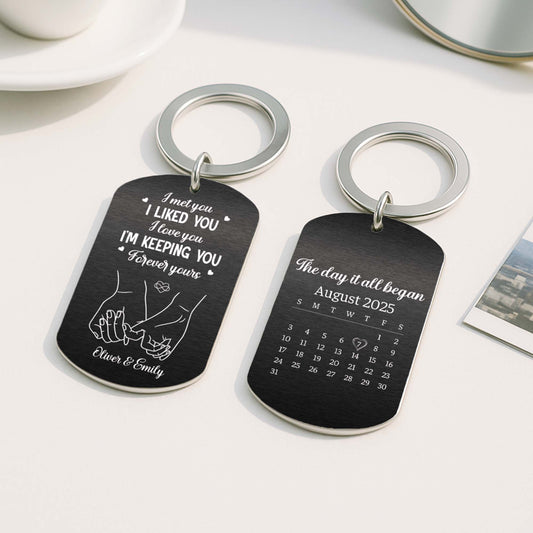 Forever Yours - Personalised Metal Couple Keyring