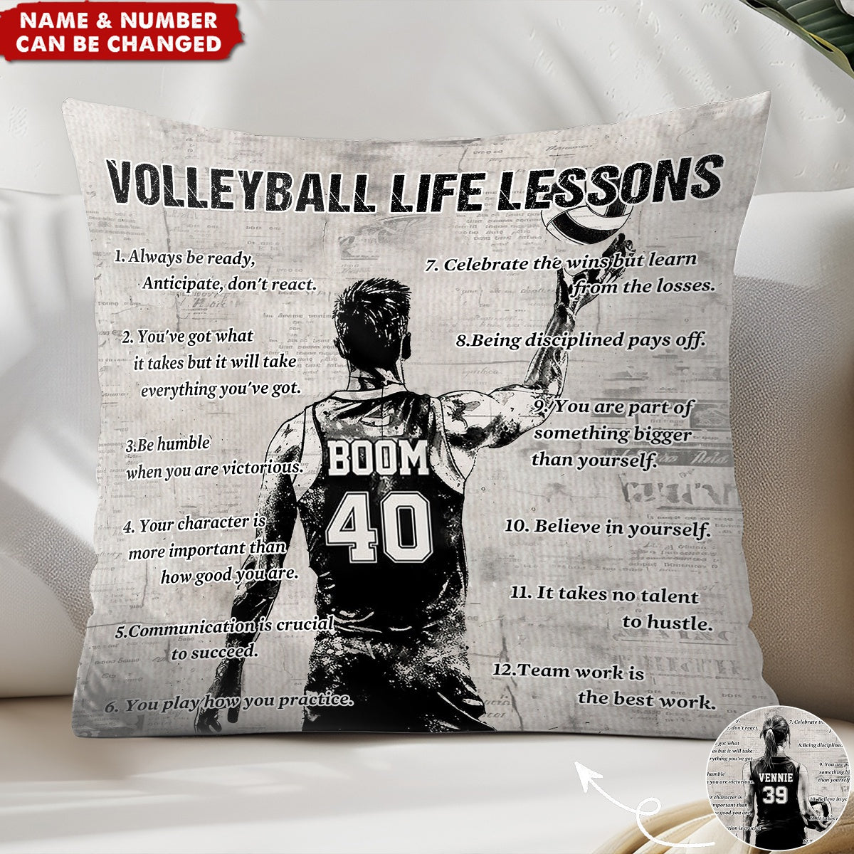 Personalized Volleyball Life Lessons Pillow - Custom Gift For Volleyball Lovers