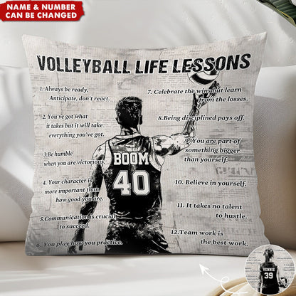 Personalized Volleyball Life Lessons Pillow - Custom Gift For Volleyball Lovers