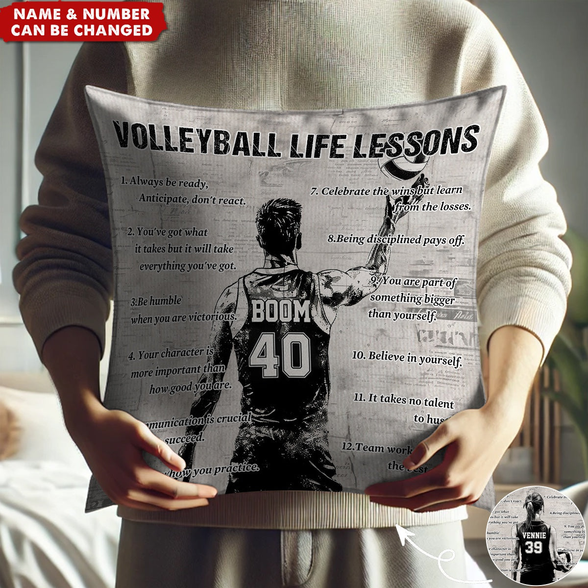 Personalized Volleyball Life Lessons Pillow - Custom Gift For Volleyball Lovers