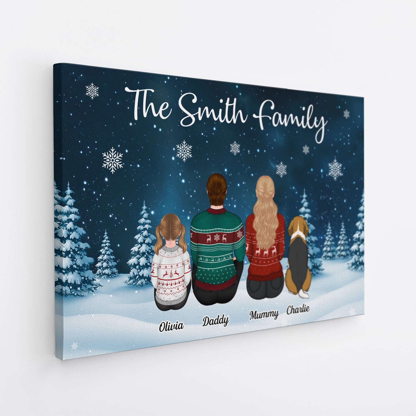 Family Sitting Together - Personalised Christmas Canvas / Poster