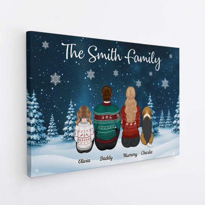 Family Sitting Together - Personalised Christmas Canvas / Poster