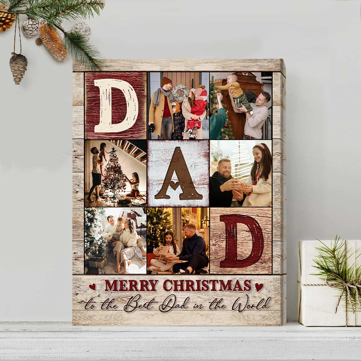 Personalized Dad Photo Collage Canvas / Poster - Custom Wall Art for Dad